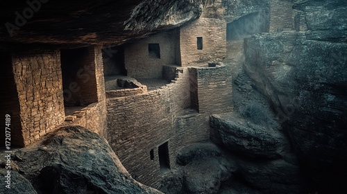Cliff dwellings of Mesa Verde, Colorado, ancient Puebloan architecture,