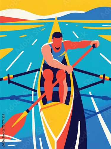 Sport Kayaking Illustrator Artwork Design Template Poster