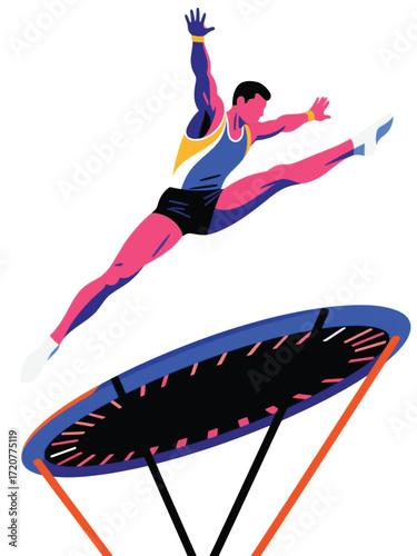 trampoline jumping sport Illustrator Artwork Design Template Poster