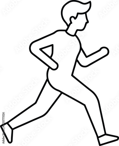 Vector art of simple line drawing of a person running, , representing fitness and movement