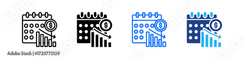 Depreciation Schedule Icon Set Multiple Style Collection
