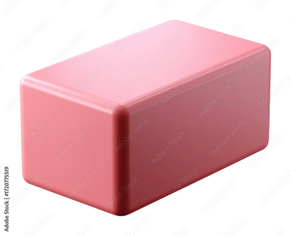 Fototapeta premium Colorful pink eraser on office supplies minimalist style isolated on transparent background