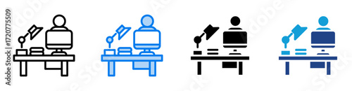 Workspace icon set multiple style collection