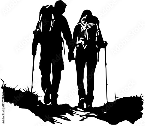 Couple Traveling adventure a mountain 