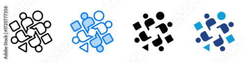 Diversity icon set multiple style collection