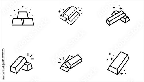 gold bar icon set vector design template in white background
