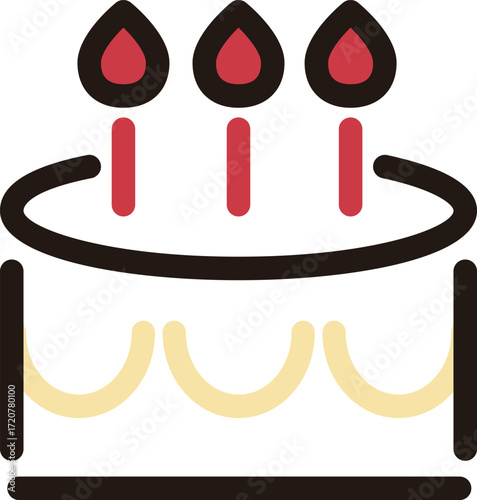 ケーキのアイコン　誕生日　パーティー　記念日　お祝い　スイーツ　デザート　フード　イラスト素材