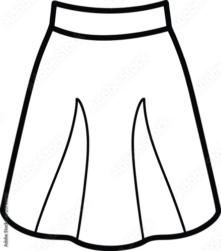 Vector art of simple black and white line drawing of a pleated skirt