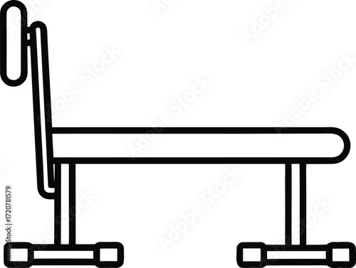 Vector art of simple line drawing of a weight bench, , representing fitness equipment for weightlifting and exercise