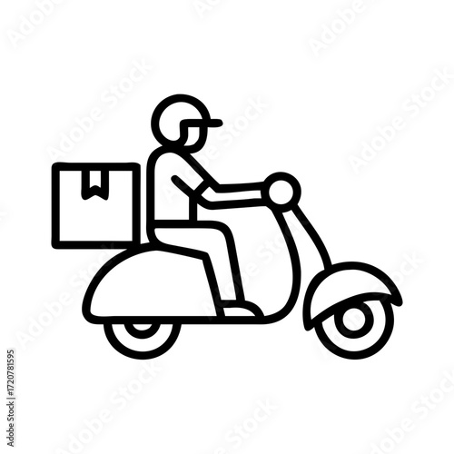 Scooter Courier With Parcel Delivery Icon For Web And Graphic Design