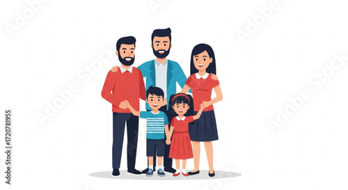 Family illustration vector art featuring parents children happy together for web design and print media