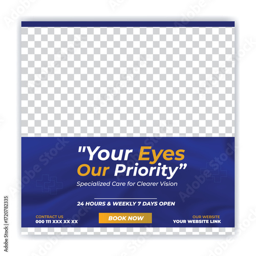 Medical, dental,Optometrist and Eye clinic social media post and square banner design for facebook and instagram.
