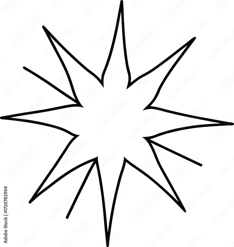 Obraz premium Vector art of a simple black and white illustration of a starburst or explosion shape, isolated on a