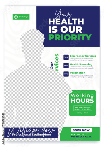 Medical, dental,Optometrist and Eye clinic Flyer and poster template design