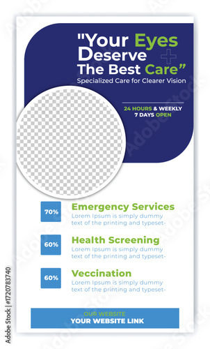 Medical, dental,Optometrist and Eye clinic Instagram story template design