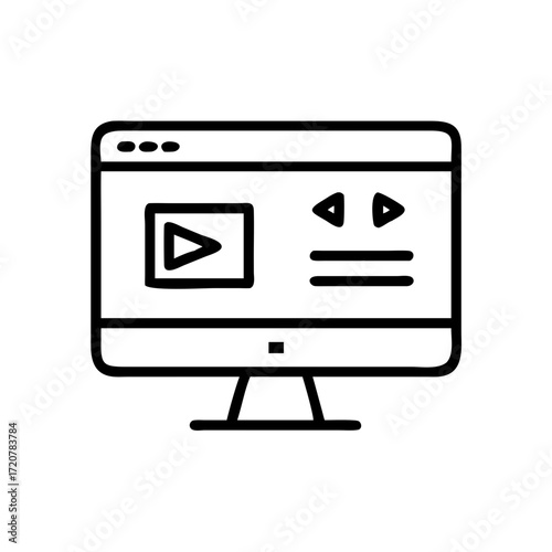 Website Content Management On Desktop Screen Icon For Web And Graphic Design