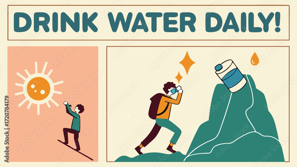 Fototapeta premium Motivational Graphic for Daily Water Intake