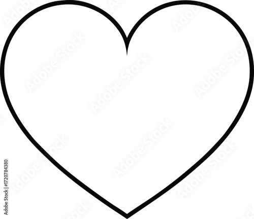Vector art of a simple, bold black outline of a heart symbol isolated on a clean, representing love, romance, and affection