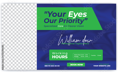 Medical, dental, Optometrist and Eye clinic social media post banner and web banner template design