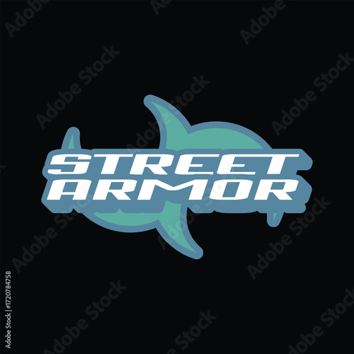 Street Armor logo design featuring teal and white colors on a black background