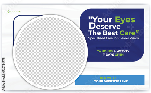 Medical, dental, Optometrist and Eye clinic social media post banner and web banner template design