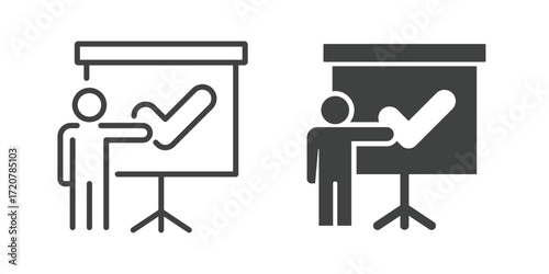 Approved Presentation Icon. Line and glyph solid icon