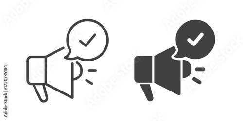 Approved Announcement Icon. Line and glyph solid icon