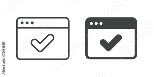 Webpage Verified Icon. Line and glyph solid icon