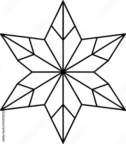 Vector art of geometric star shape with sharp points and internal lines creating a faceted appearance