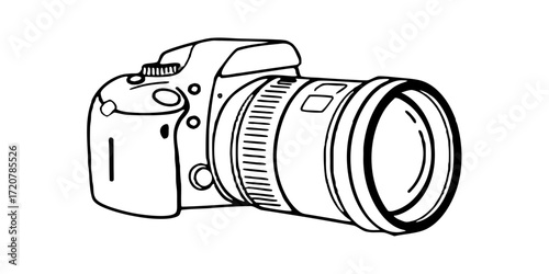 Illustration of a camera dslr with lens photography equipment for photo taking and capturing moments image