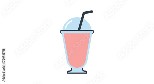 Refreshing pink smoothie with straw and cream topping enjoy a cold summer drink isolated on white background