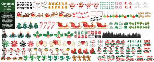 Christmas Vector Collection, Holiday Graphic Elements Set, Christmas Vector Bundle, Christmas, Holiday, Vector, EPS, T-shirt design, Illustration, Graphic, Element, Santa Claus, Snowman, Reinde