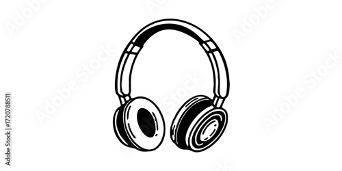 Listen music with black headphones audio device sound equipment dj studio and wireless sound system for music 100