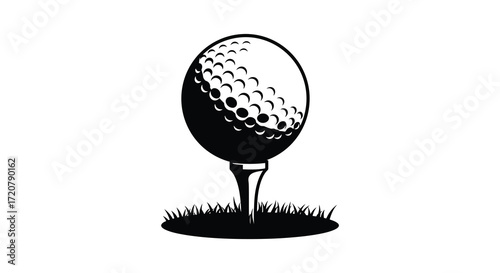 Detailed golf ball on tee ready to play sport graphics for your projects isolated on white background