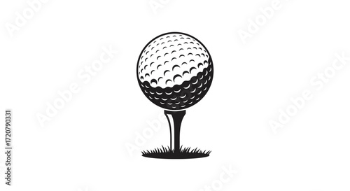 Classic golf ball on tee image iconic sport equipment and leisure activity representation isolated on white background