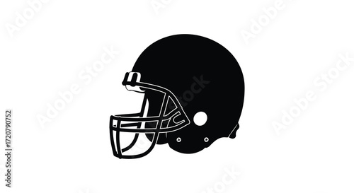 American football helmet silhouette isolated graphic sports equipment design element isolated on white background