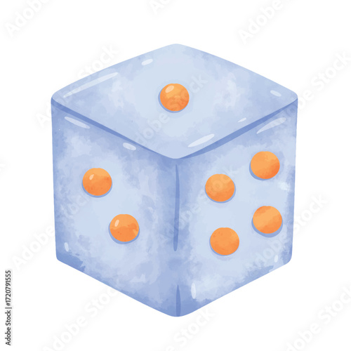 Dice in hand drawn watercolor painting style, gaming dice for board games, dice clip art, clip art dice, dice cartoon illustration vector