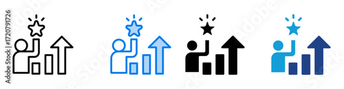 Confidence icon set multiple style collection