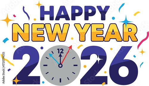 Happy new year 2026 vector illustration celebration design art