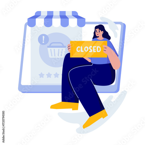 Online Store Closed Notification Vector Illustration