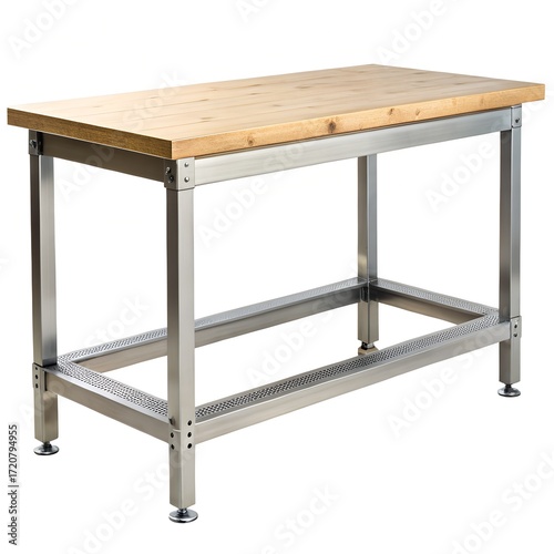 Sturdy Metal and Wood Workbench work table industrial table