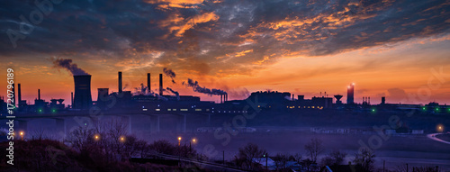 Fotografie steel factory in Galati in Romania, metallurgy industry destroying the environme