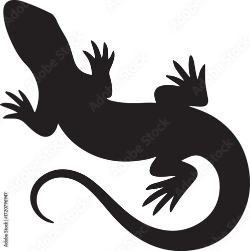 Lizard Silhouette Vector Illustration Reptile Animal Design of Gecko and Iguana with Long Tail Wild Nature Symbol Exotic Wildlife Art for Herpetology Zoology and Natural Habitat Projects
