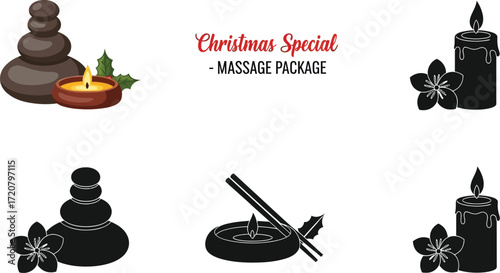 Christmas spa massage package special relaxation stones candles