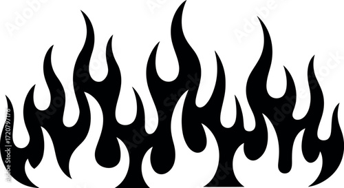 Stylized tribal flames graphic design bold black and white abstract fire motif vector