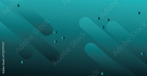 Abstract Teal Shapes Composition with Bubbles