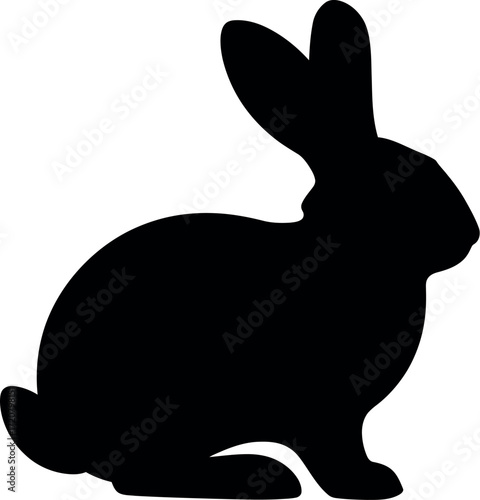 Silhouette of a sitting rabbit animal easter spring nature icon simple clean shape vector