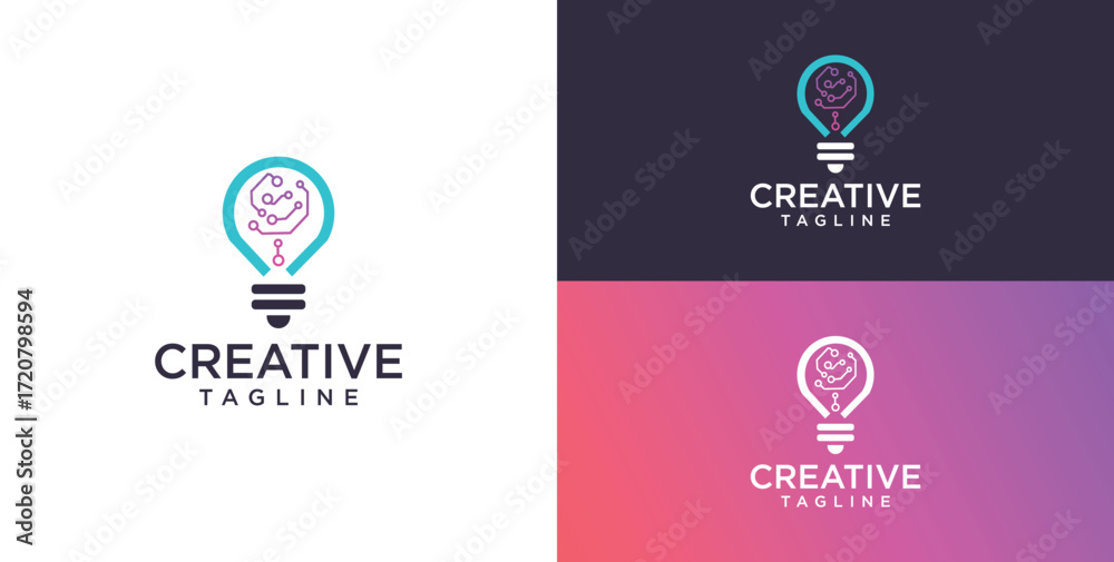 Fototapeta premium Light bulb technology logo icon design