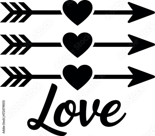 Romantic love arrow hearts graphic design symbolizing affection and relationships vector