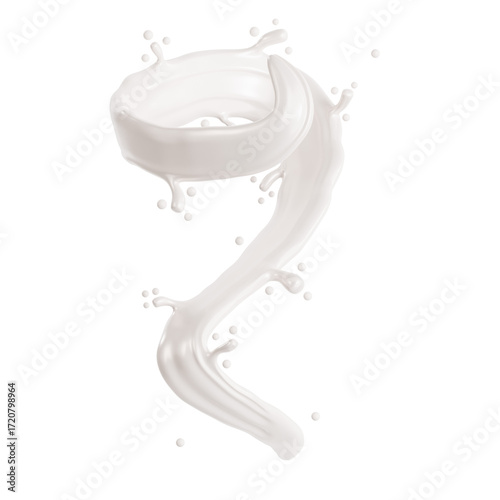 Realistic 3D Floating Milk Splash